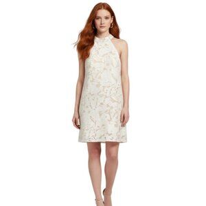 DO + BE Ivory Lace Overlay Halter Mini Shift Dress S Dance Shower Hoco Bridal
